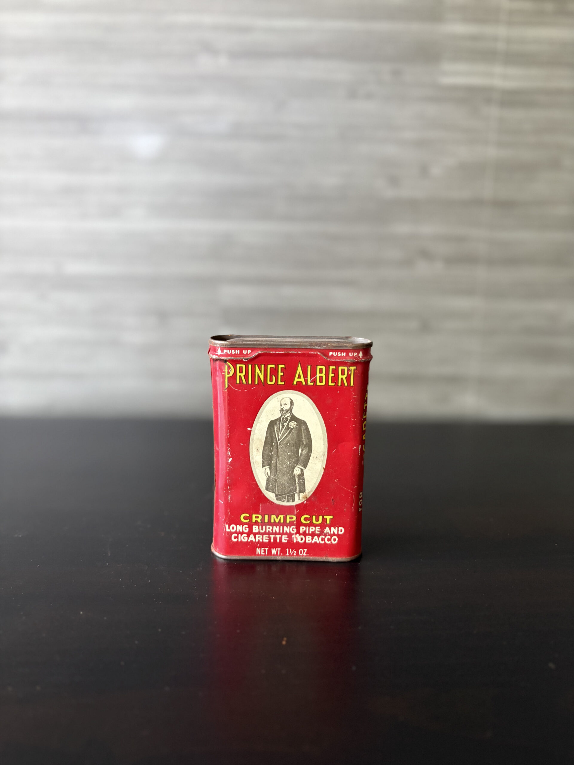 vintage prince albert crimp cut 1½ oz pocket tobacco tin old timer knives offer vintage prince albert crimp cut 1½ oz pocket tobacco tin old timer knives offer