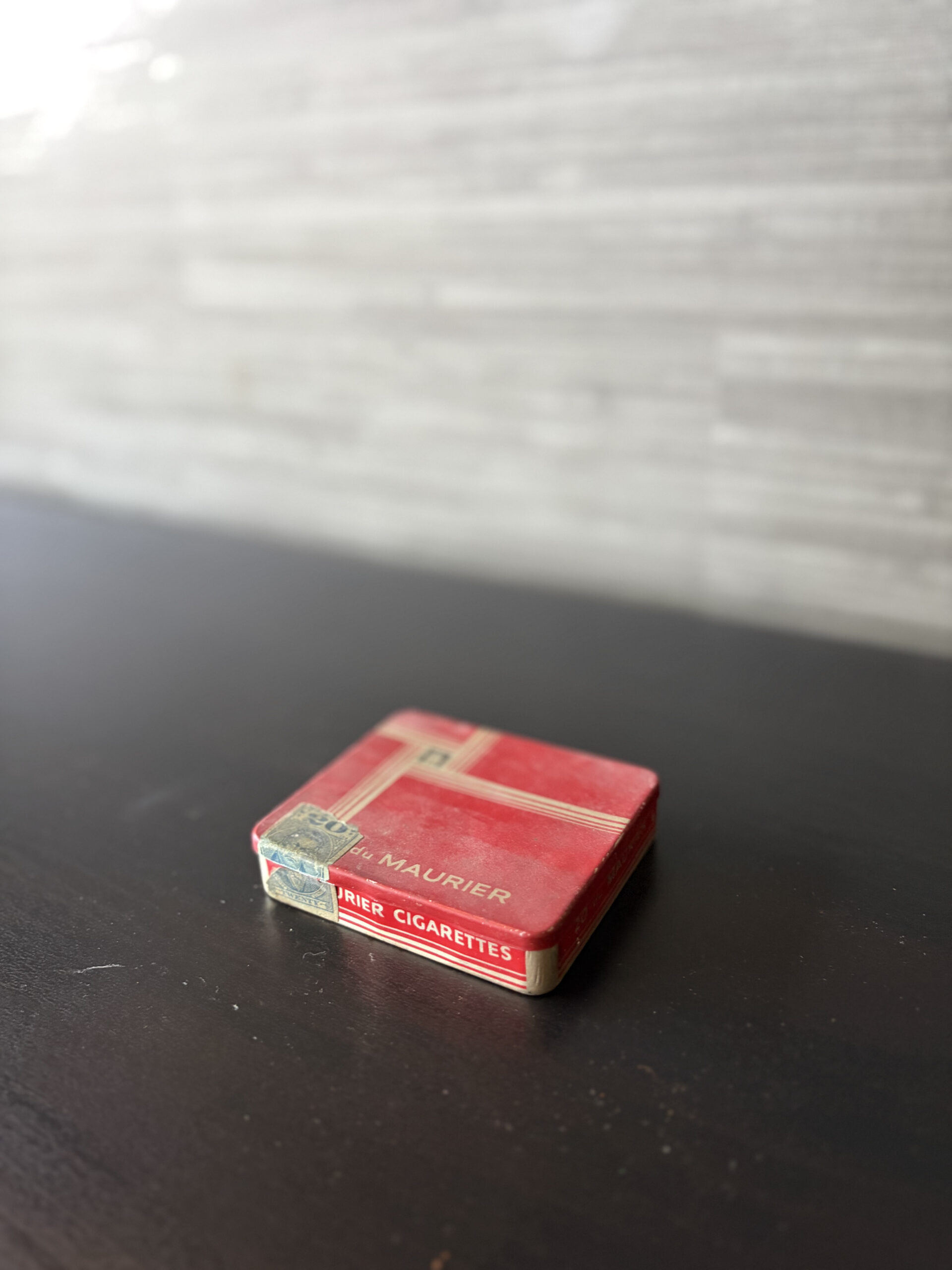 vintage du maurier red cigarette tin with tax stamp metal tobacco case vintage du maurier red cigarette tin with tax stamp metal tobacco case