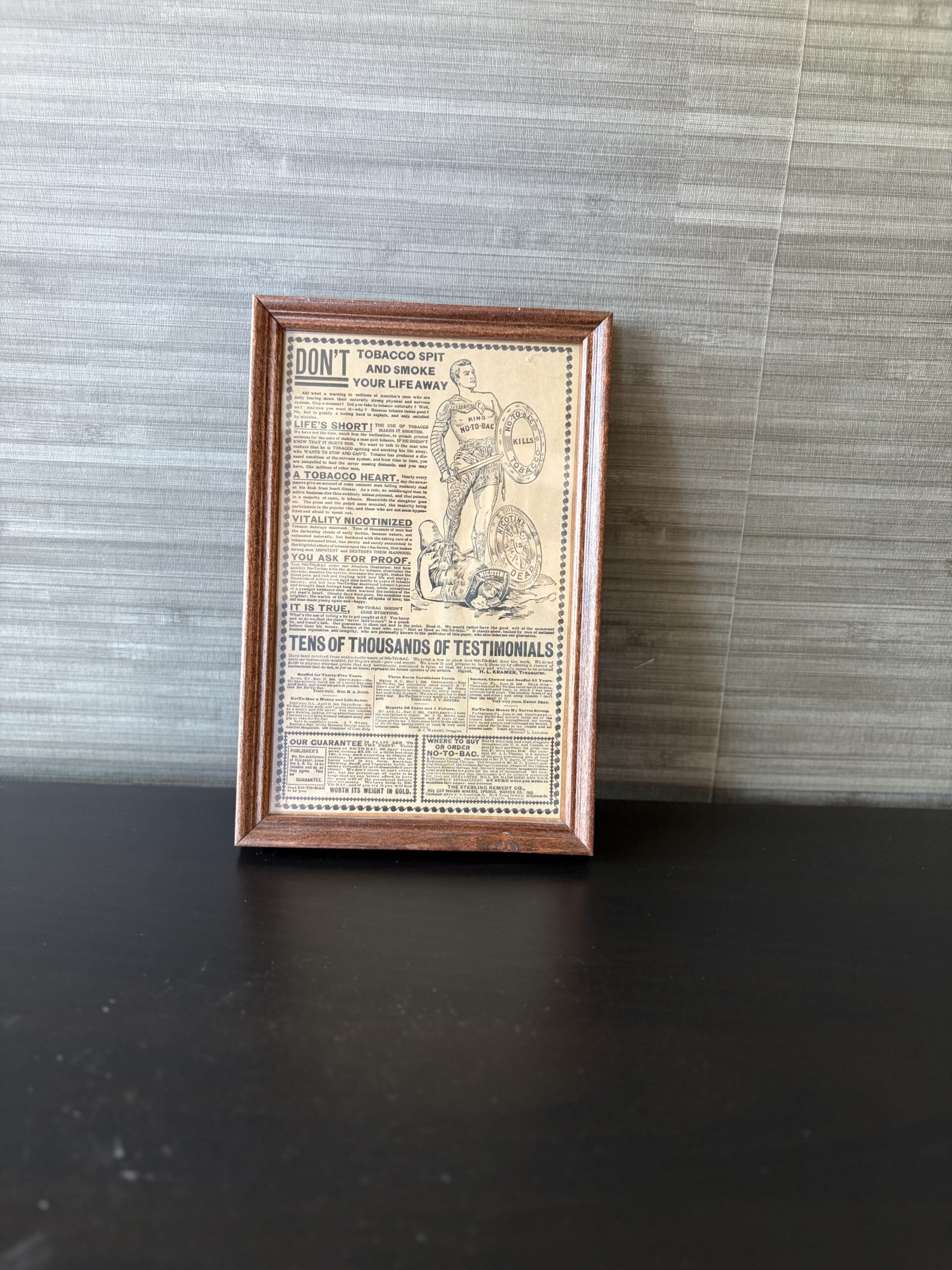 antique no to bac tobacco cure advertisement framed 1890s antique no to bac tobacco cure advertisement framed 1890s