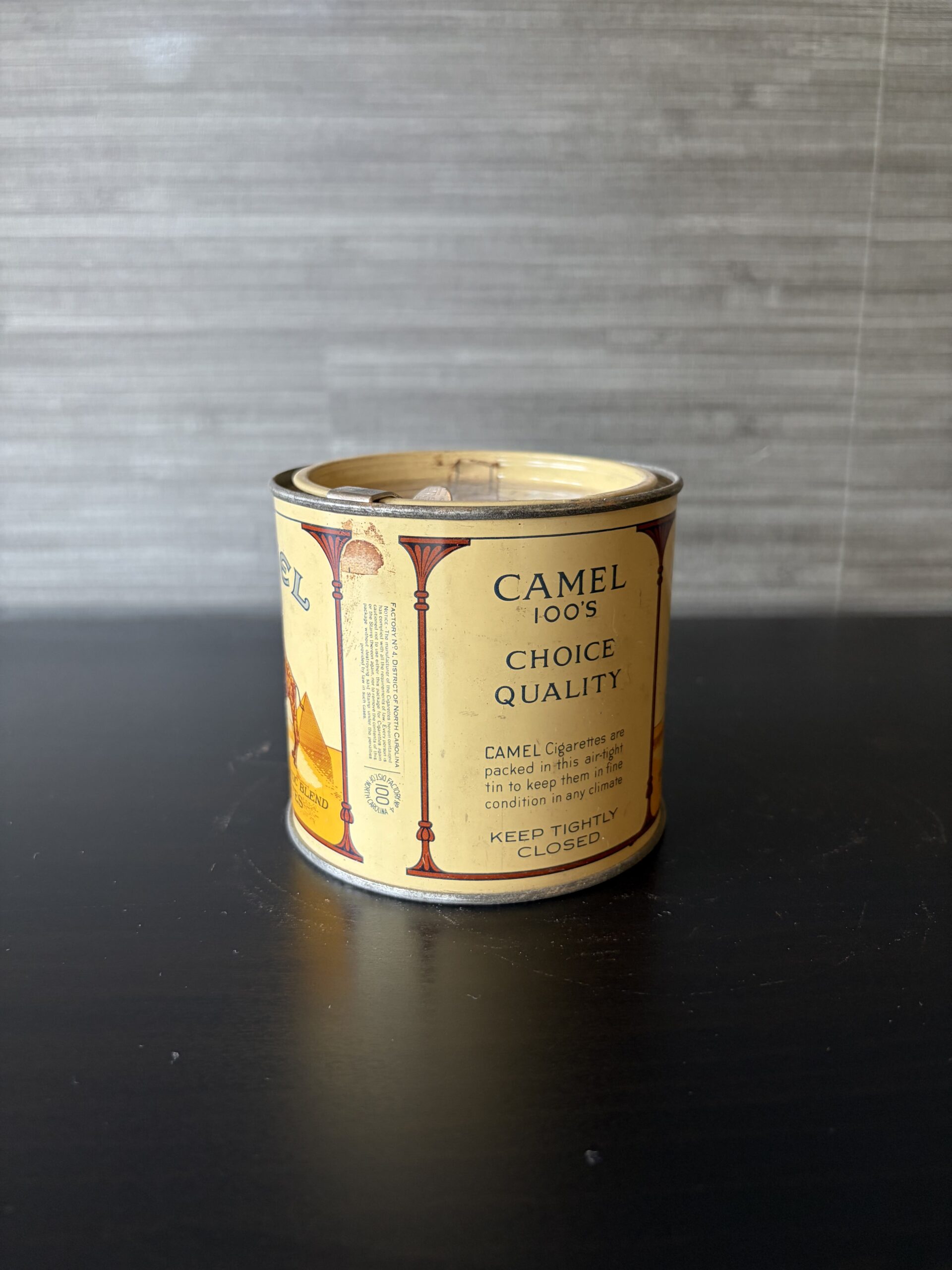 vintage camel 100’s turkish & domestic blend round cigarette tin r.j. reynolds vintage camel 100’s turkish & domestic blend round cigarette tin r.j. reynolds