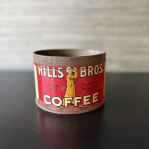 vintage hills bros coffee red can brand original vacuum pack tin