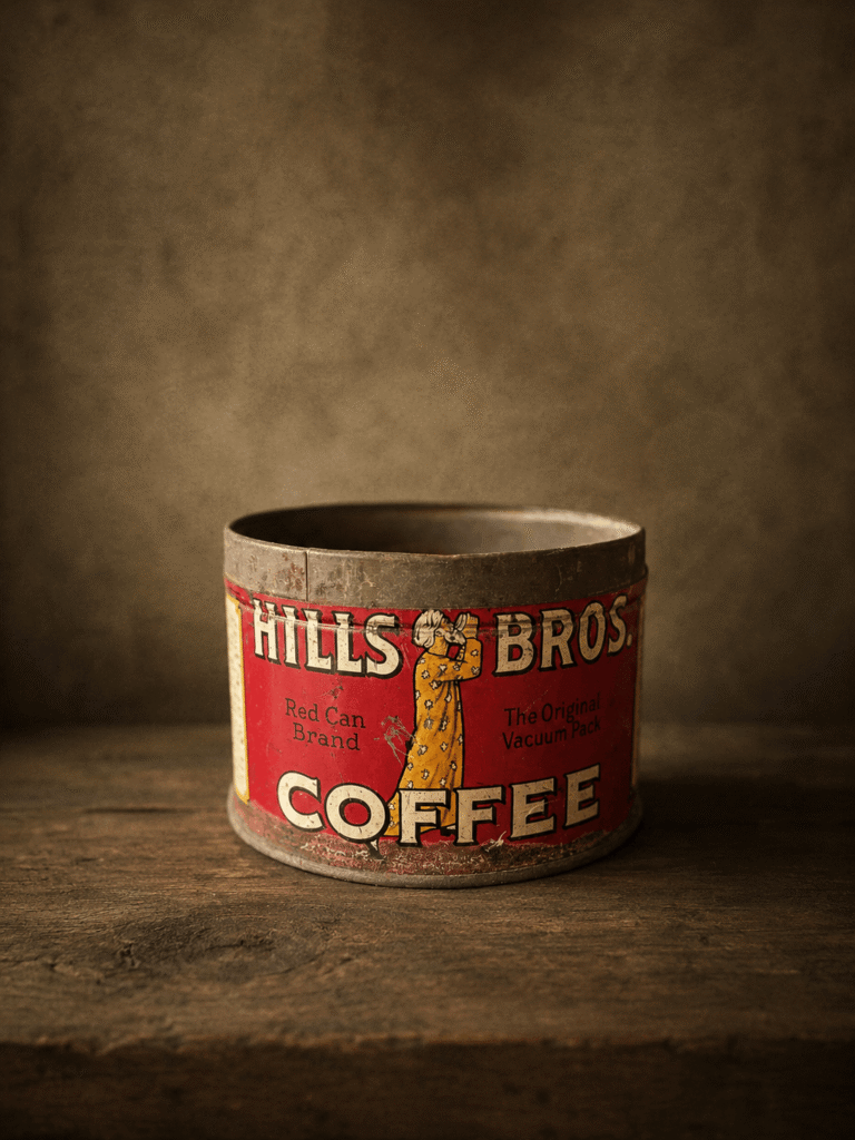 Vintage Hills Bros. Coffee Red Can Brand Original Vacuum Pack Tin