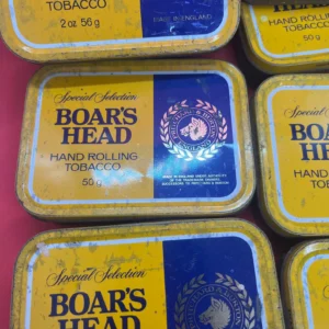 boar's head tobacco tin — 1960s vintage