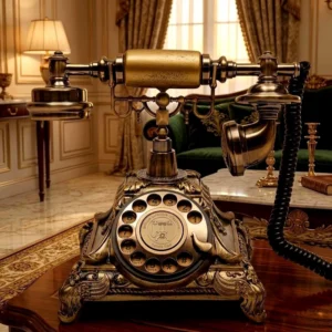luxury vintage rotary antique desk telephone, solid metal retro telephone, home & office decor