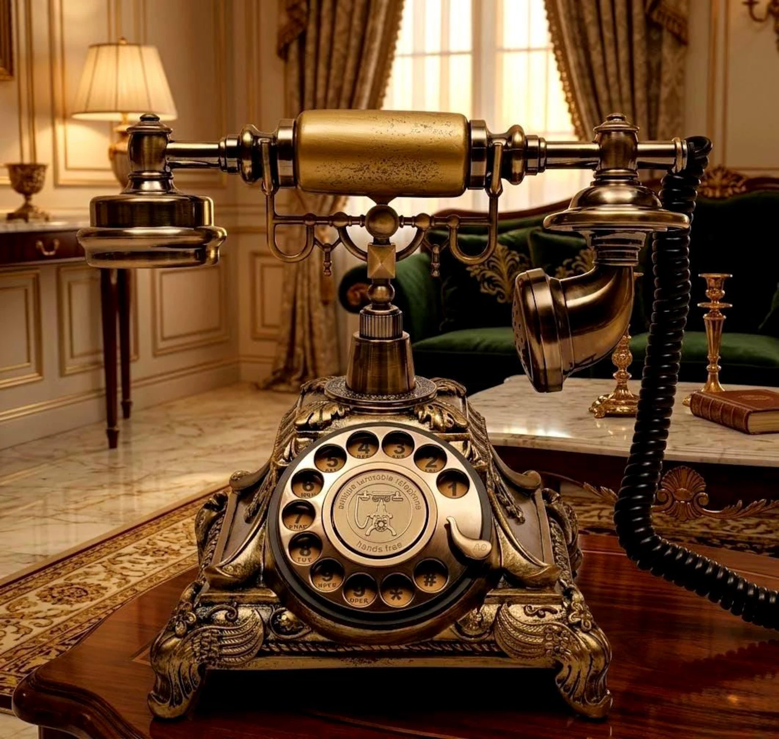 luxury vintage rotary antique desk telephone, solid metal retro telephone, home & office decor luxury vintage rotary antique desk telephone, solid metal retro telephone, home & office decor