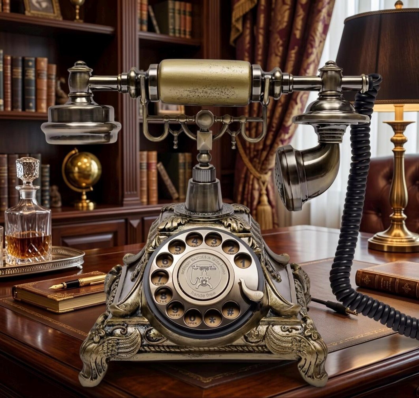 luxury vintage rotary antique desk telephone, solid metal retro telephone, home & office decor luxury vintage rotary antique desk telephone, solid metal retro telephone, home & office decor