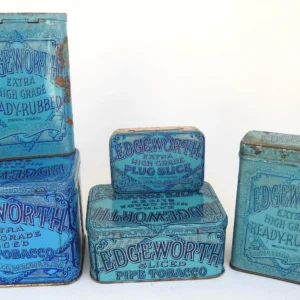 5 vintage edgeworth tobacco tins w/hinged lids
