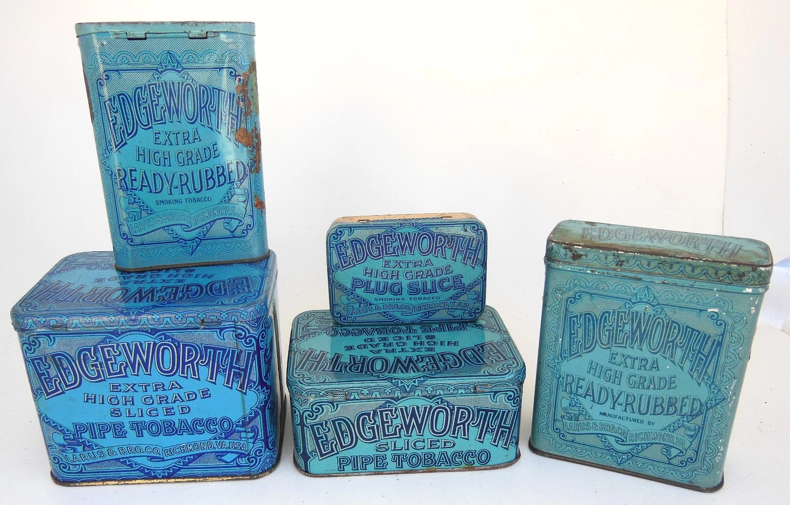 5 vintage edgeworth tobacco tins w/hinged lids 5 vintage edgeworth tobacco tins w/hinged lids