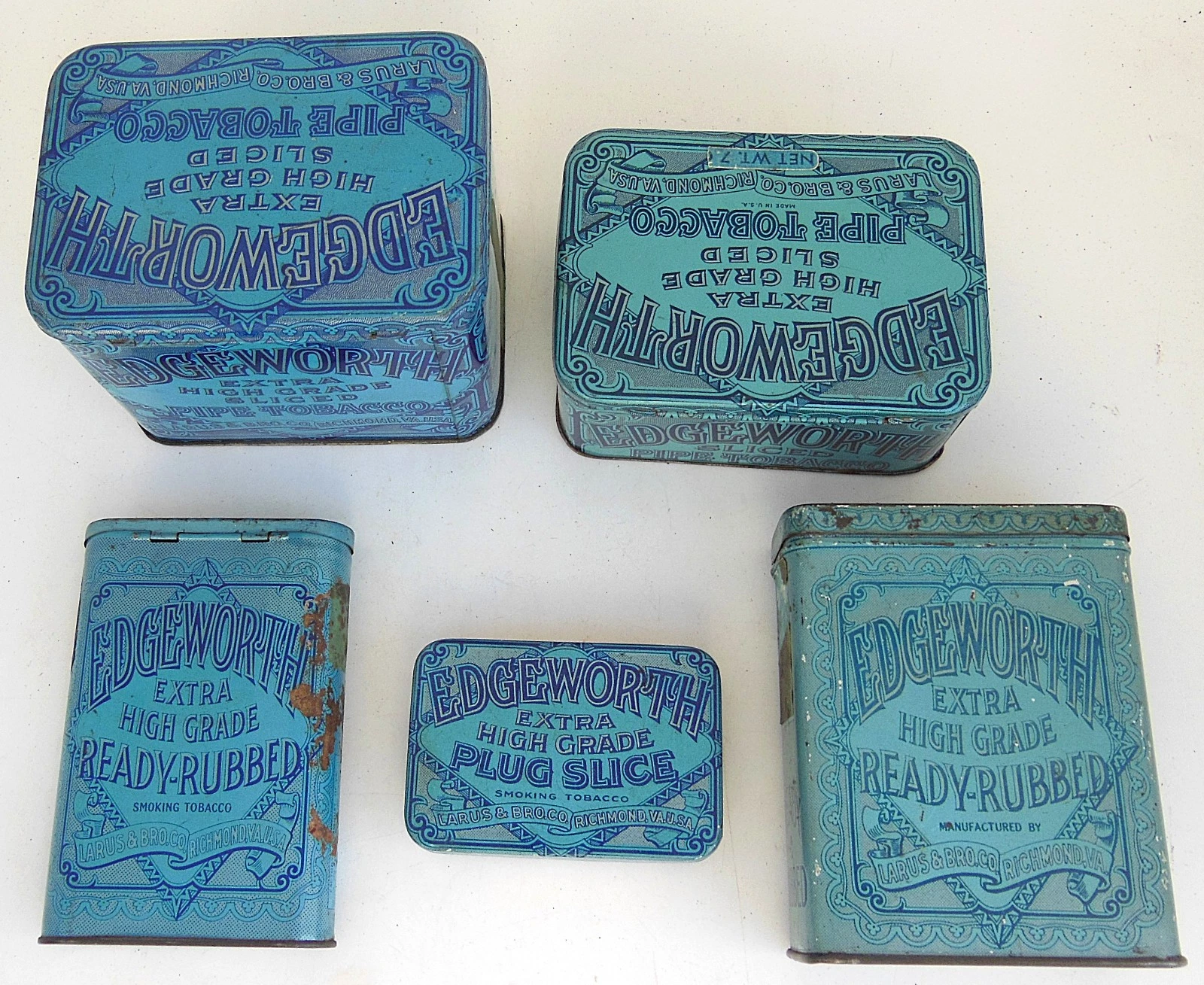 5 vintage edgeworth tobacco tins w/hinged lids 5 vintage edgeworth tobacco tins w/hinged lids
