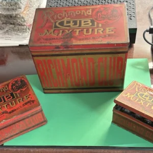 3 richmond mixture vintage tobacco box tins rare large size all 3 different size