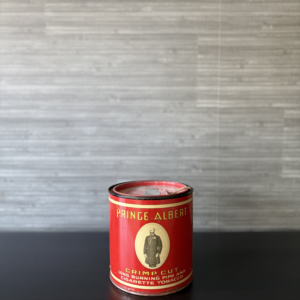 vintage prince albert crimp cut round tobacco tin canister r.j. reynolds key open lid