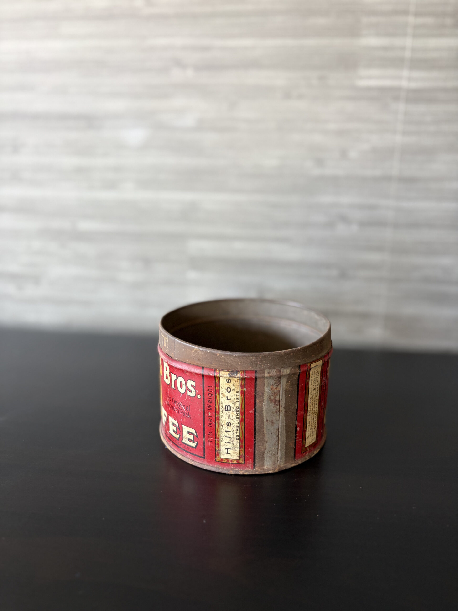 vintage hills bros coffee original vacuum pack red advertising tin – no. 2 vintage hills bros coffee original vacuum pack red advertising tin – no. 2