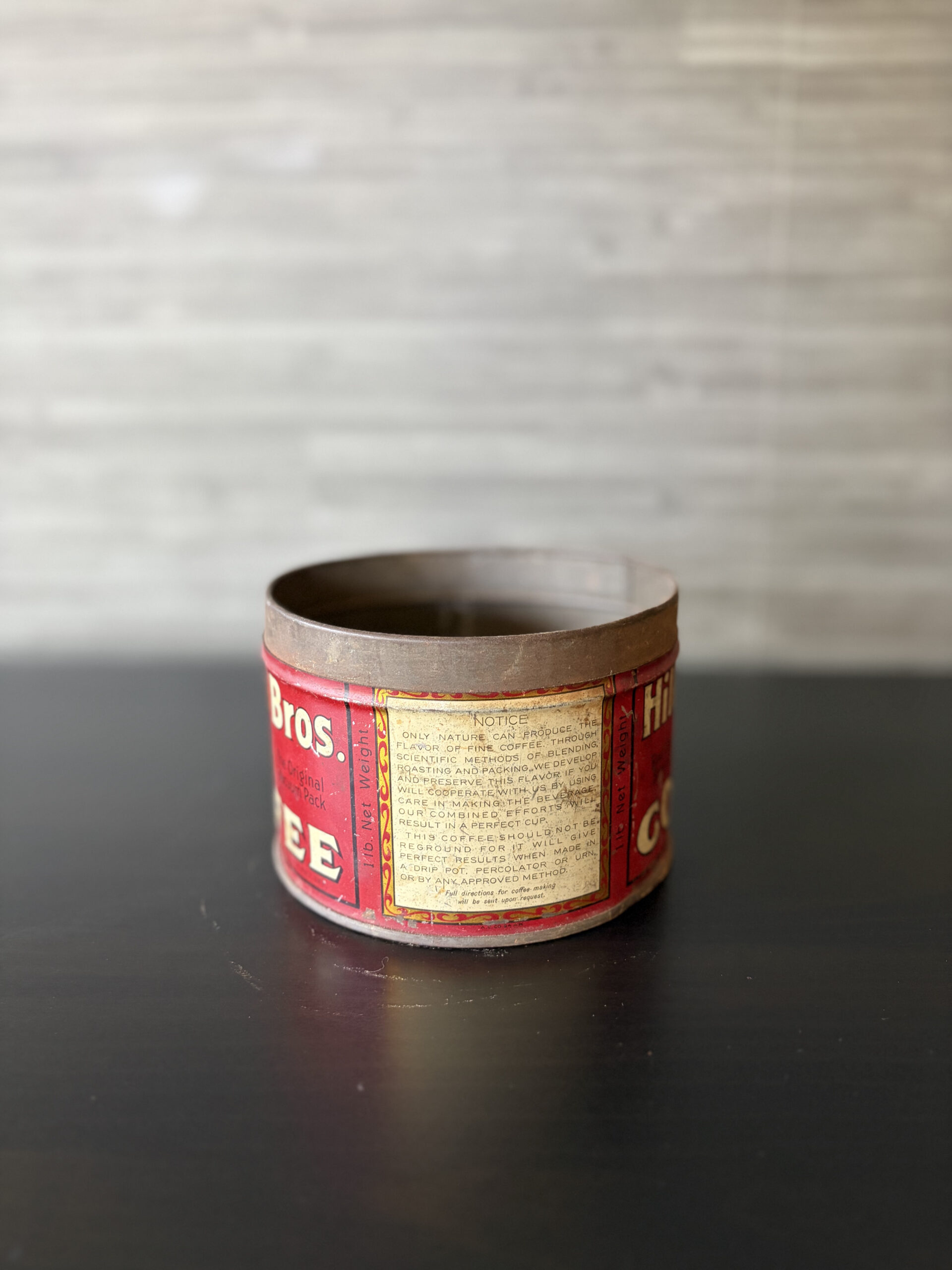 vintage hills bros coffee original vacuum pack red advertising tin – no. 2 vintage hills bros coffee original vacuum pack red advertising tin – no. 2