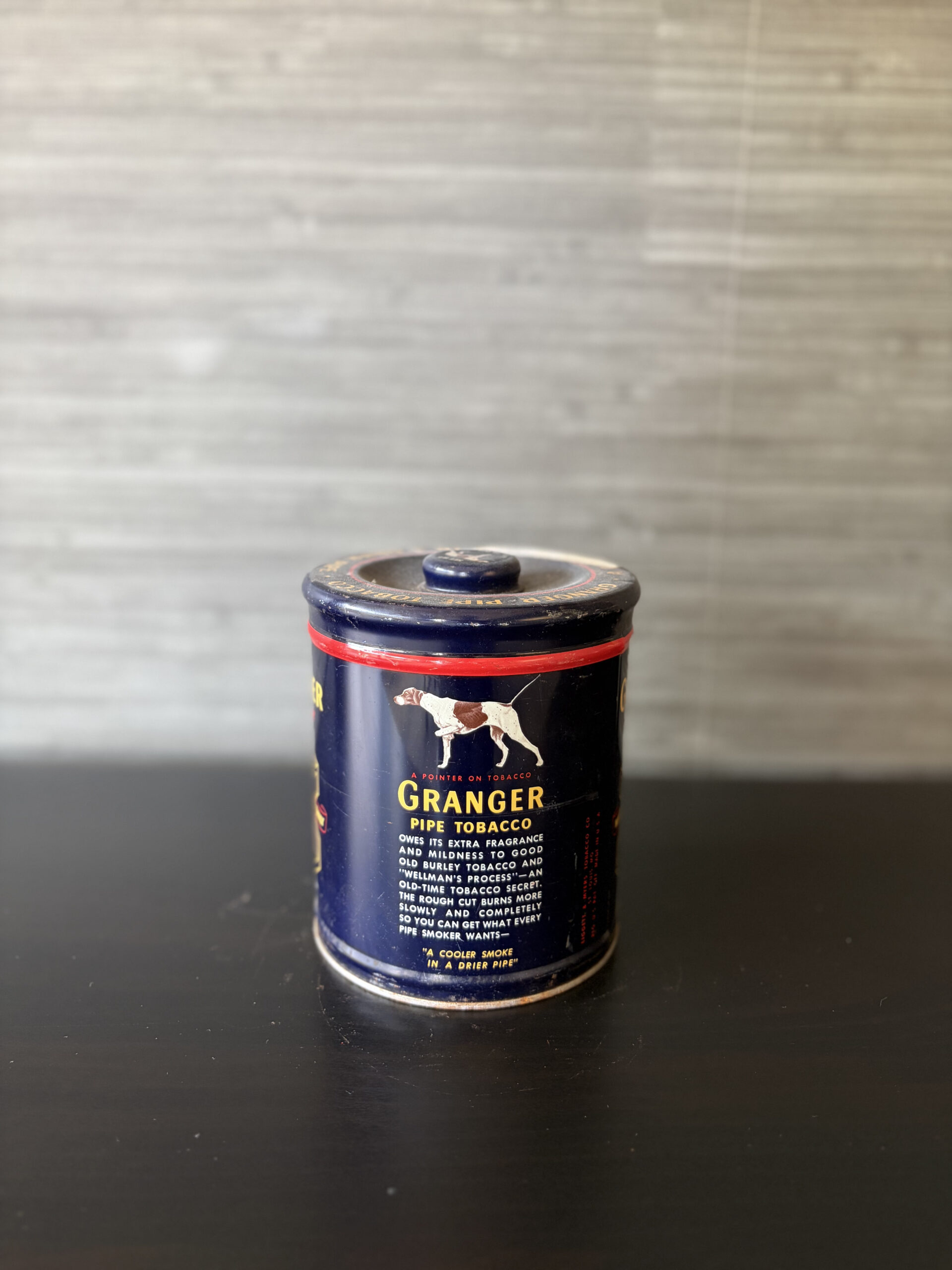 vintage granger rough cut pipe tobacco tin leaf design knob lid canister liggett & myers vintage granger rough cut pipe tobacco tin leaf design knob lid canister liggett & myers